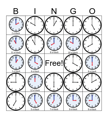 What time is it? Bingo Card