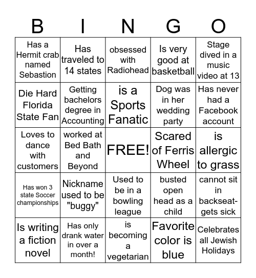 PAC SUN BINGO Card