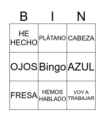 Bingo de español Bingo Card