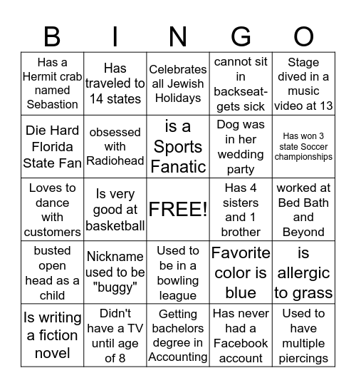 PAC SUN BINGO Card