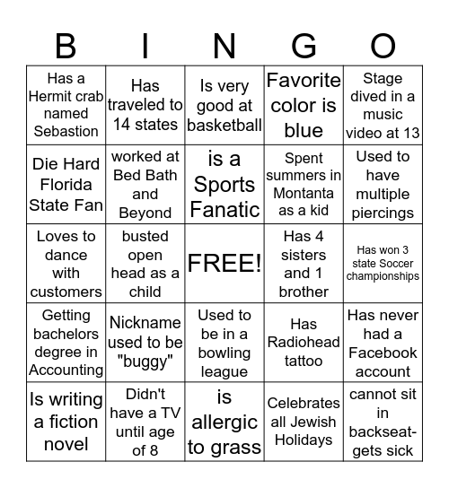 PAC SUN BINGO Card