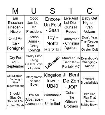 309 Bingo Card