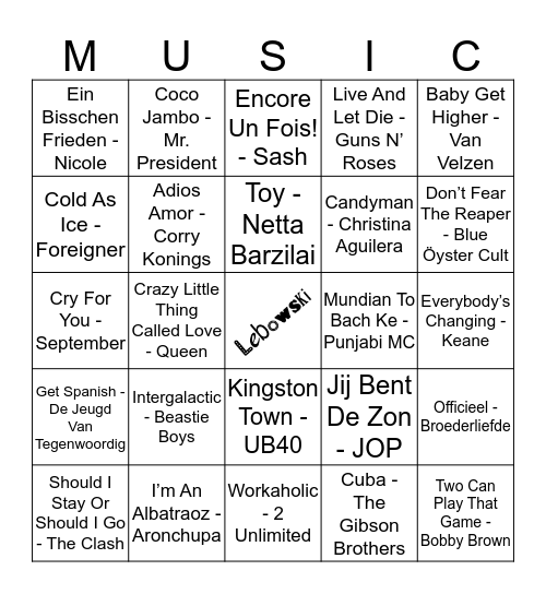 309 Bingo Card