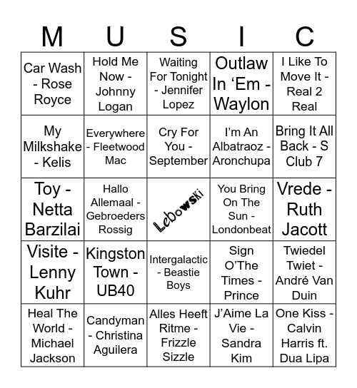 311 Bingo Card