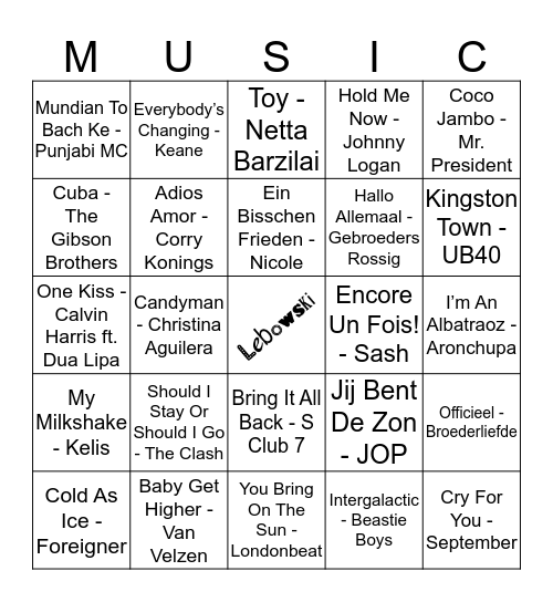 314 Bingo Card