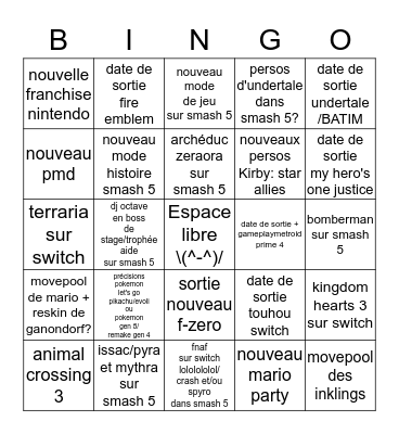 Bingo Nintendo Direct E3  Bingo Card