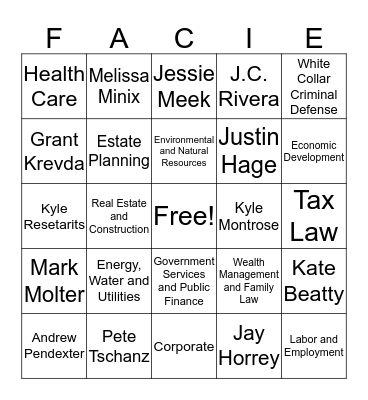 Prima Facie Bingo Card