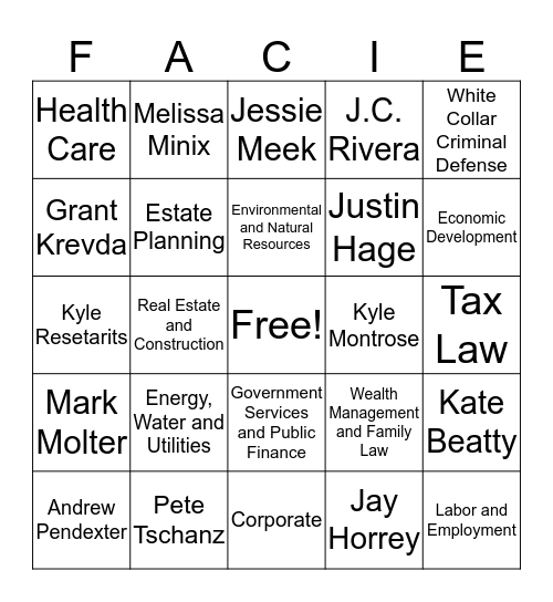 Prima Facie Bingo Card