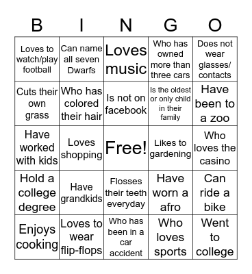 THE SWINNEY FAMILY REUNION 2018 Bingo Card