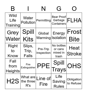 CRC  Bingo Card