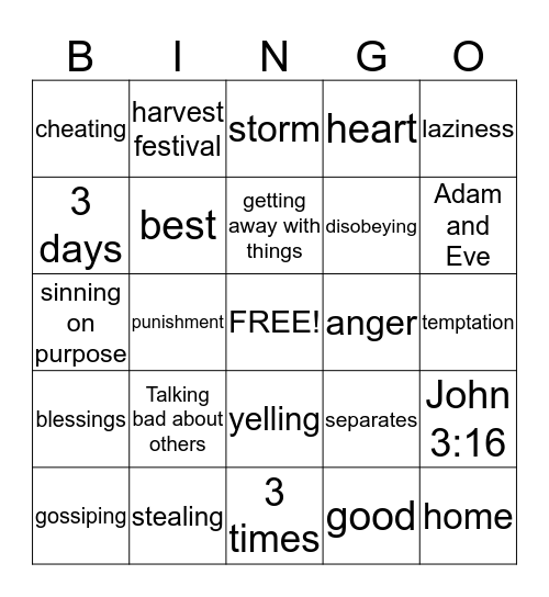 Treasure Quest Bingo Card