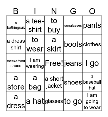 Les Vêtements Bingo Card