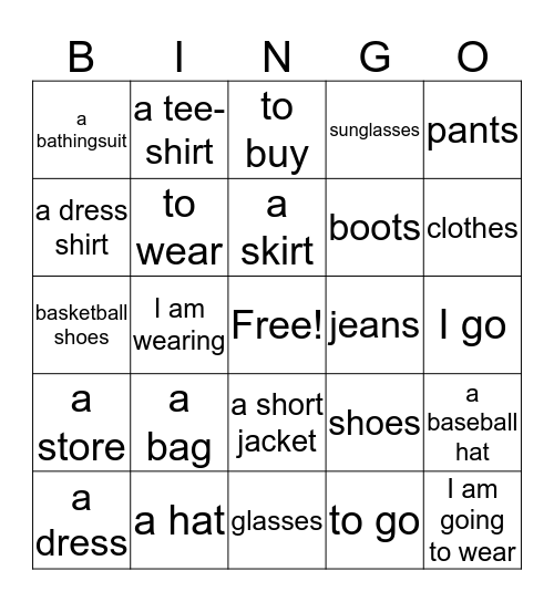 Les Vêtements Bingo Card