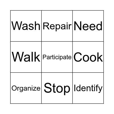 REGULAR VERBS Bingo Card