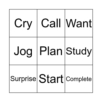 REGULAR VERBS Bingo Card