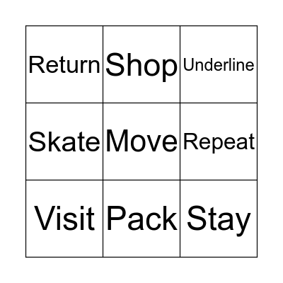 REGULAR VERBS Bingo Card