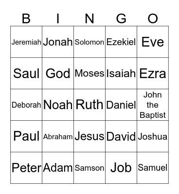 Bible Bingo Card