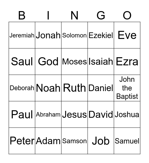 Bible Bingo Card
