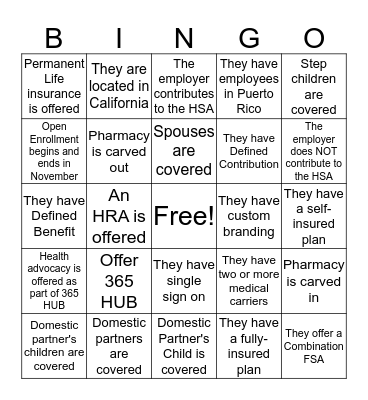 PRD Bingo Card