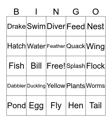 Duck Bingo Card