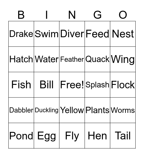 Duck Bingo Card