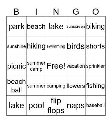 Summer Bingo Card