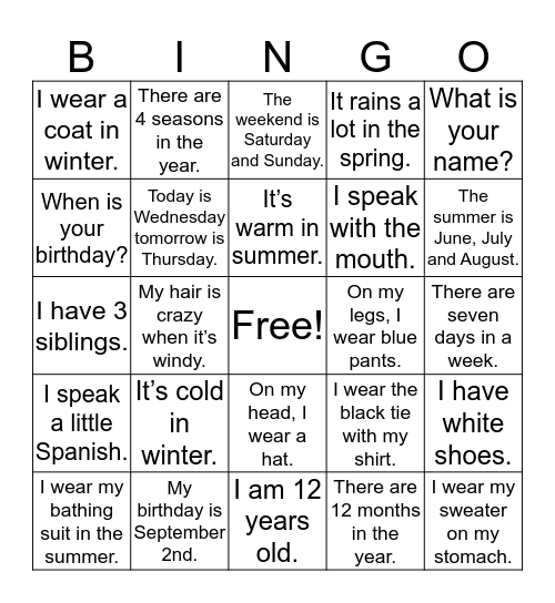 A Little of Everything Bingo Card