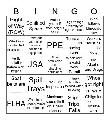 CRC Bingo Card