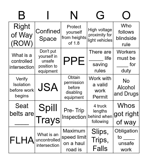 CRC Bingo Card