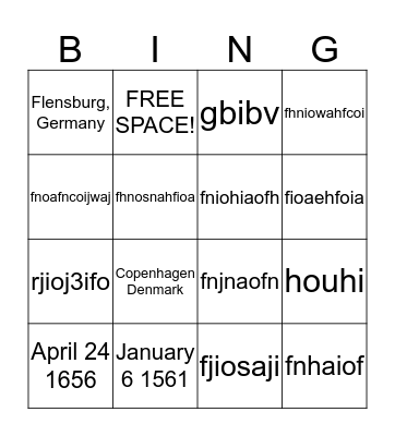 Thomas Fincke Bingo Card