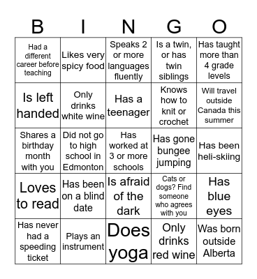 Jan Reimer Get to Know You Bingo Card