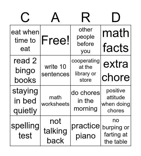 BINGO Card