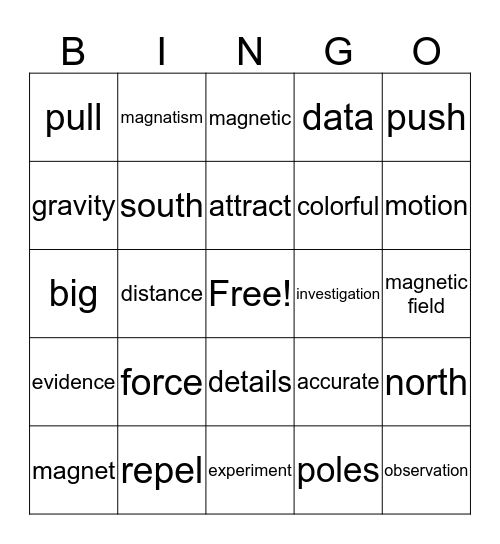 Magnet Bingo! Bingo Card