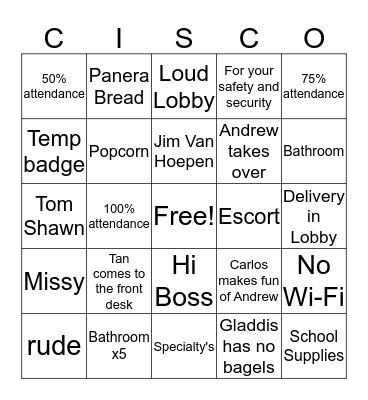 Cisco Bingo Card