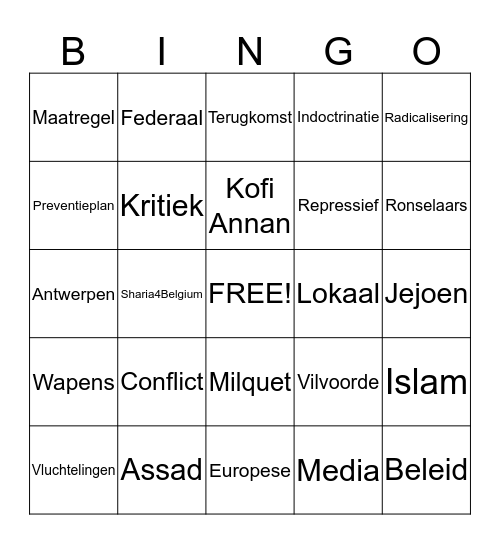 Syrië Bingo Card