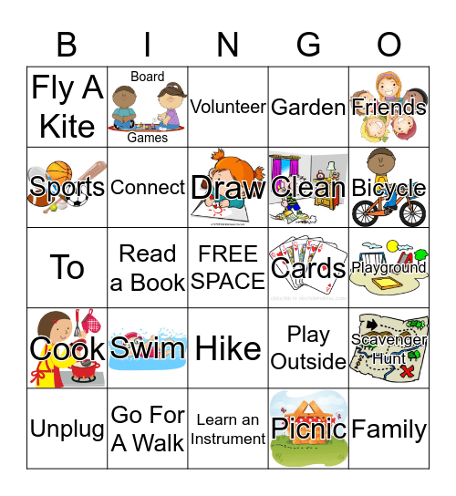 Unplug to Connect Bingo Card