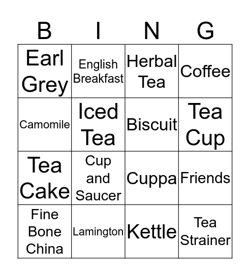 BIggest Morning Tea Bingo Card