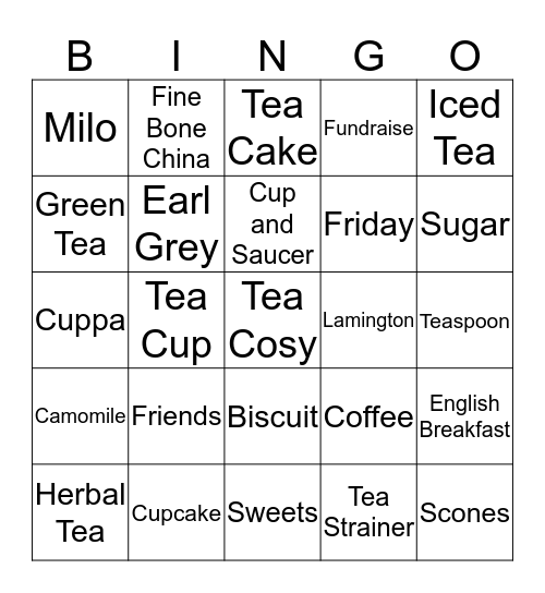 Biggest Morning Tea Bingo Card