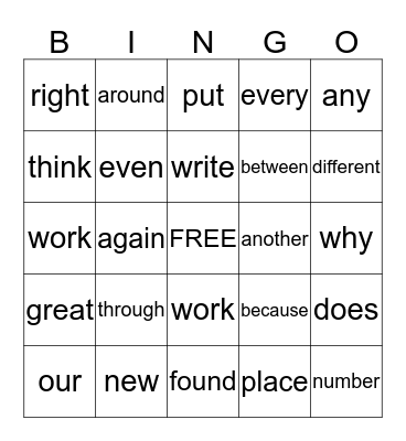 2nd Grade Bingo 2nd 9 Weeks  # 101-150 Bingo Card