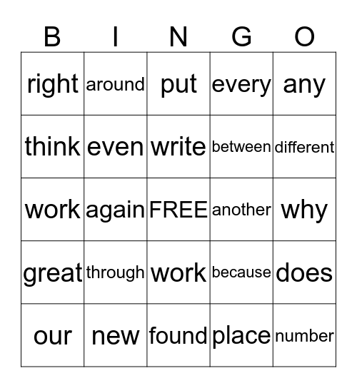 2nd Grade Bingo 2nd 9 Weeks  # 101-150 Bingo Card