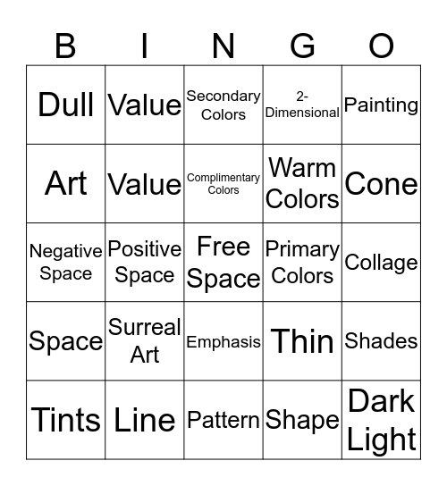 Elements of Art/Principles of Design Bingo Card