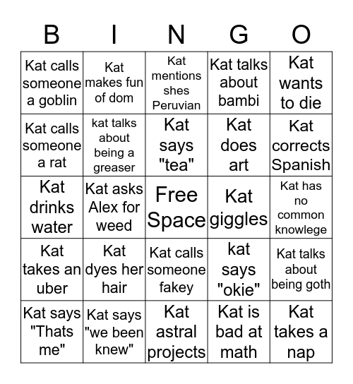 Kat bingo Card