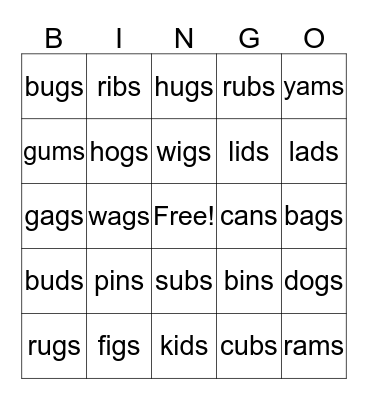 S sounds like /z/ Bingo Card