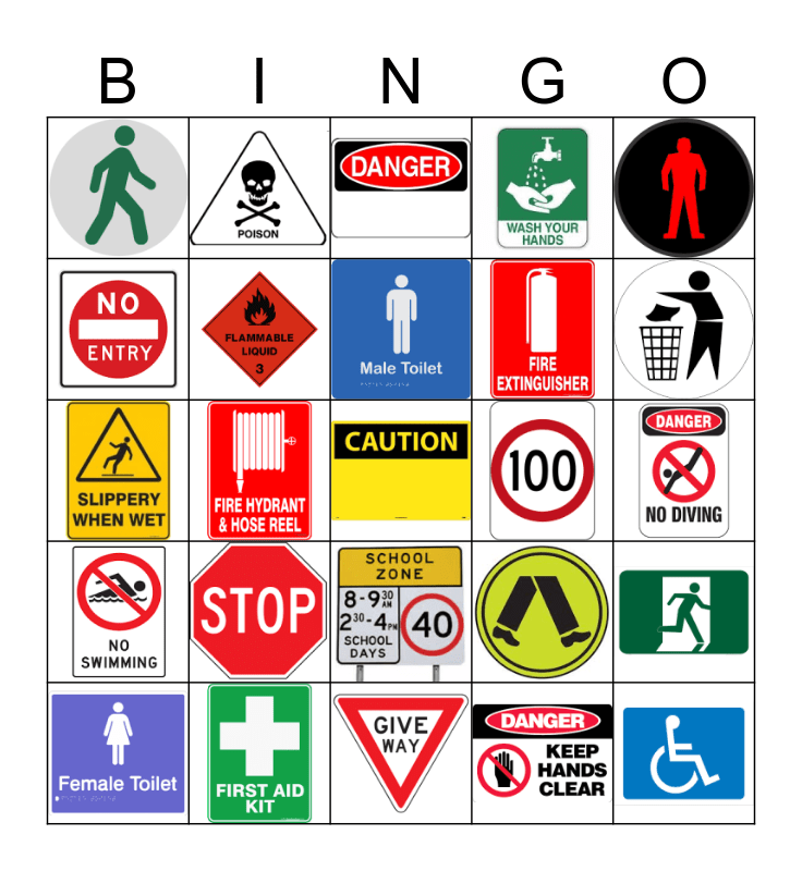 Safety Signs Bingo! Bingo Card