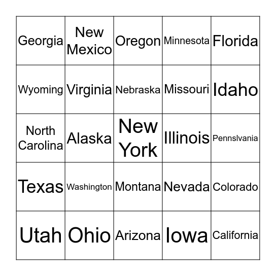 Yellowstone License Plates 2018 Bingo Card