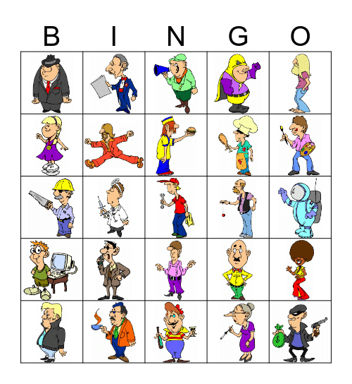 Funny Occupations Bingo Card