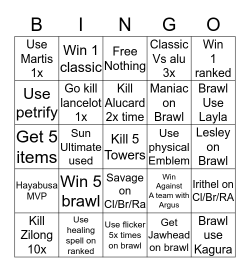 ML Bingo Card
