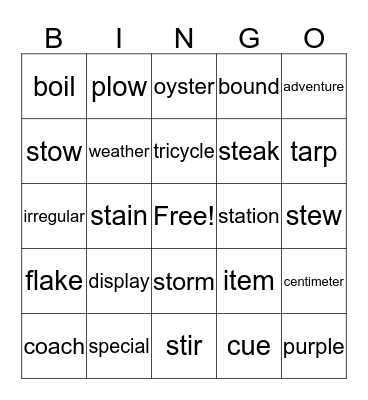 Empower Practice Words Bingo Card