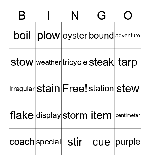 Empower Practice Words Bingo Card