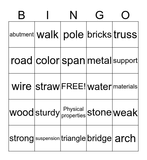 Building Challenge Bingo Card